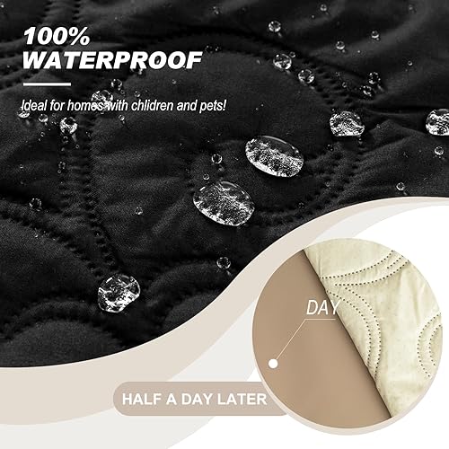 Miniatura 10 de Genina Fundas de sofá para sofá de 3 plazas, 100% impermeables, fundas de sofá reclinable de 3 asientos para sofás reclinables, protector de muebles