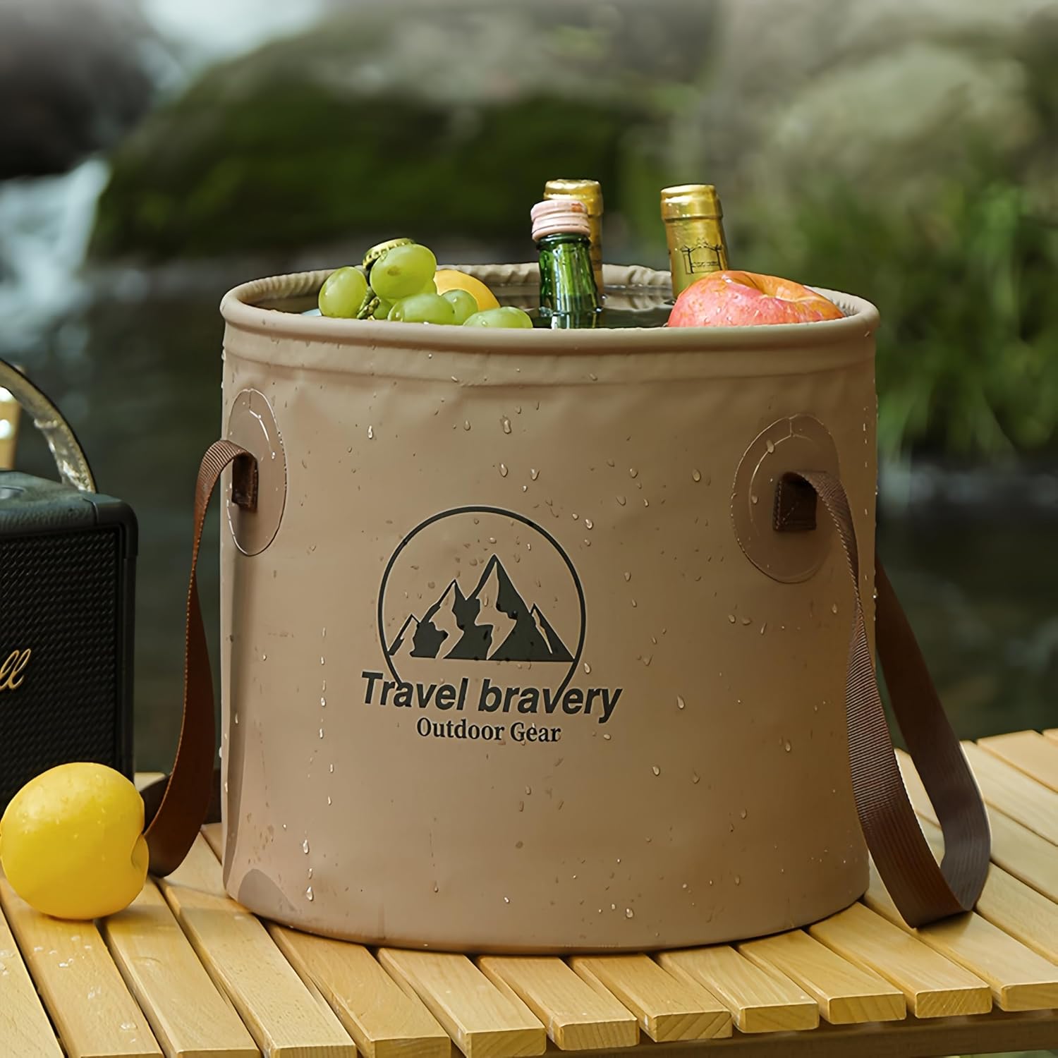 Foldable Water Bucket 20L Portable Folding Bucket for Camping, Travel Clothes Washing, Car Wash, Fishing Lightweight with Carry Handle Space Saving Outdoor Water Container for Emergency, Olive Green