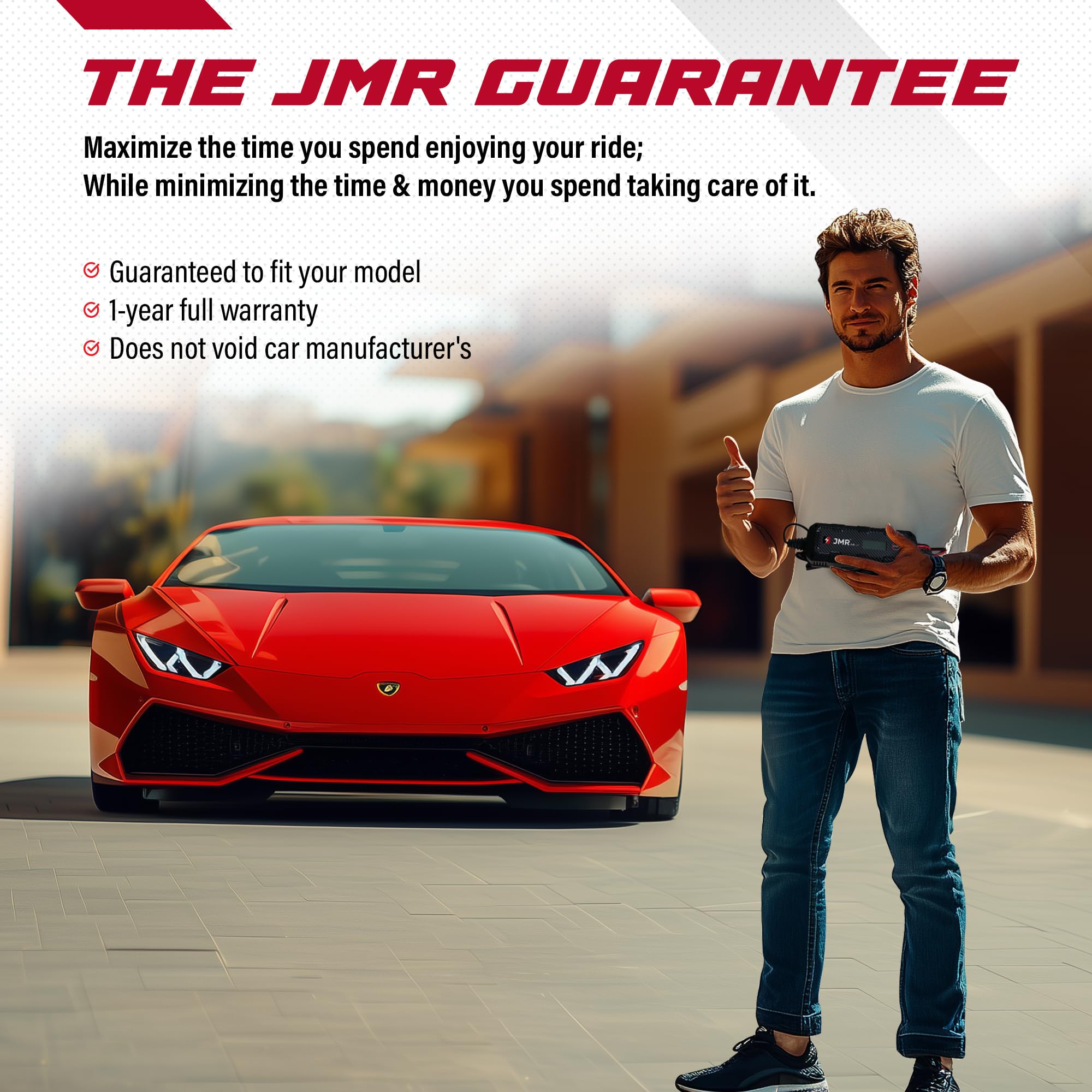 JMR Cargador de Bateria para Lamborghini Aventador Huracan Gallardo Murcielago Mantenedor de Carga Acondicionador (Puerto Encendedor 12V, Sin Modo Litio)