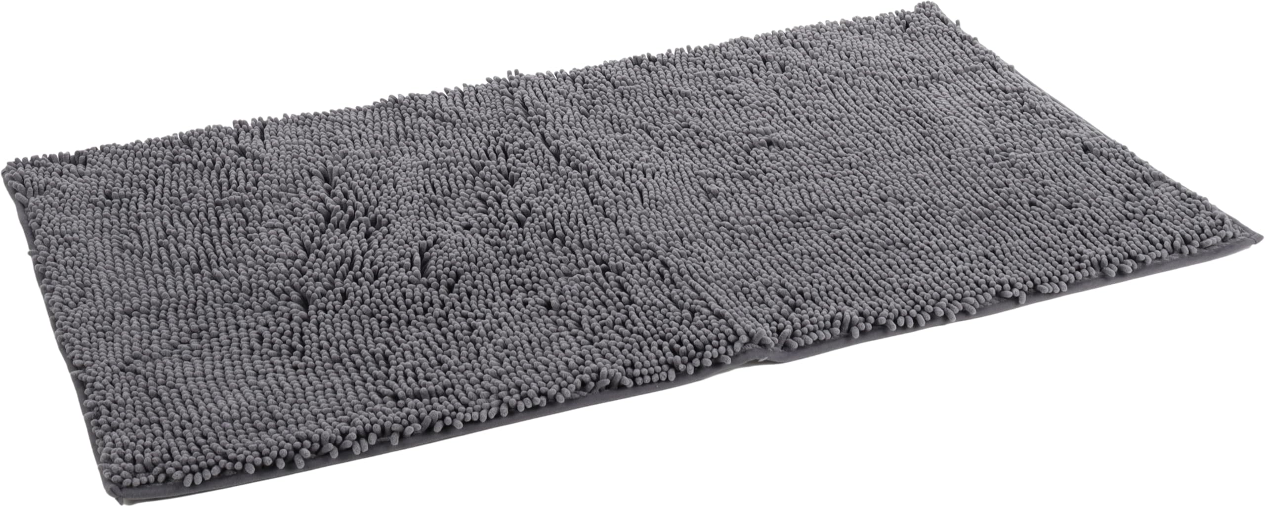 Tapis anti-salissures rectangulaire Flamingo gris en matière fluffy dense