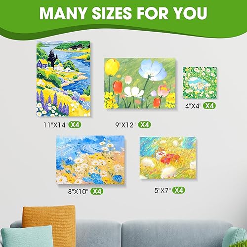 Miniatura 76 de ESRICH Lienzos de pintura de 11 x 14 pulgadas, paquete de 24 lienzos blancos en blanco para pintar, lienzos de pintura de algodón para óleo