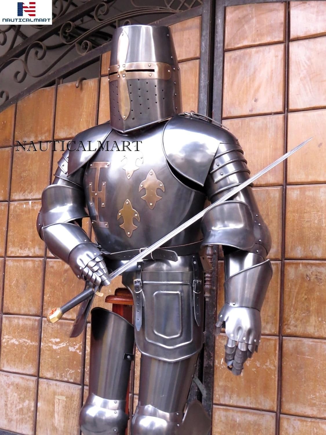Nauticalmart Templar Black Dark Knight Suit of Armor Wearable Halloween Costume - Medieval Armor