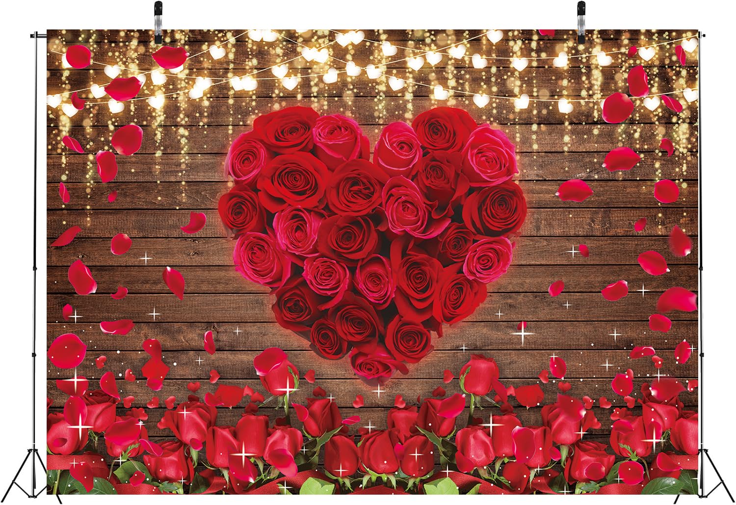Rote Rose Hintergrund Blumen Holz Wand Valentinstag Liebe Herzen Fotografie Hintergrund für Hochzeit Brautdusche Jahrestag Geburtstag Party Dekor Liebhaber Portraits Requisiten Banner (238 x 180 cm)