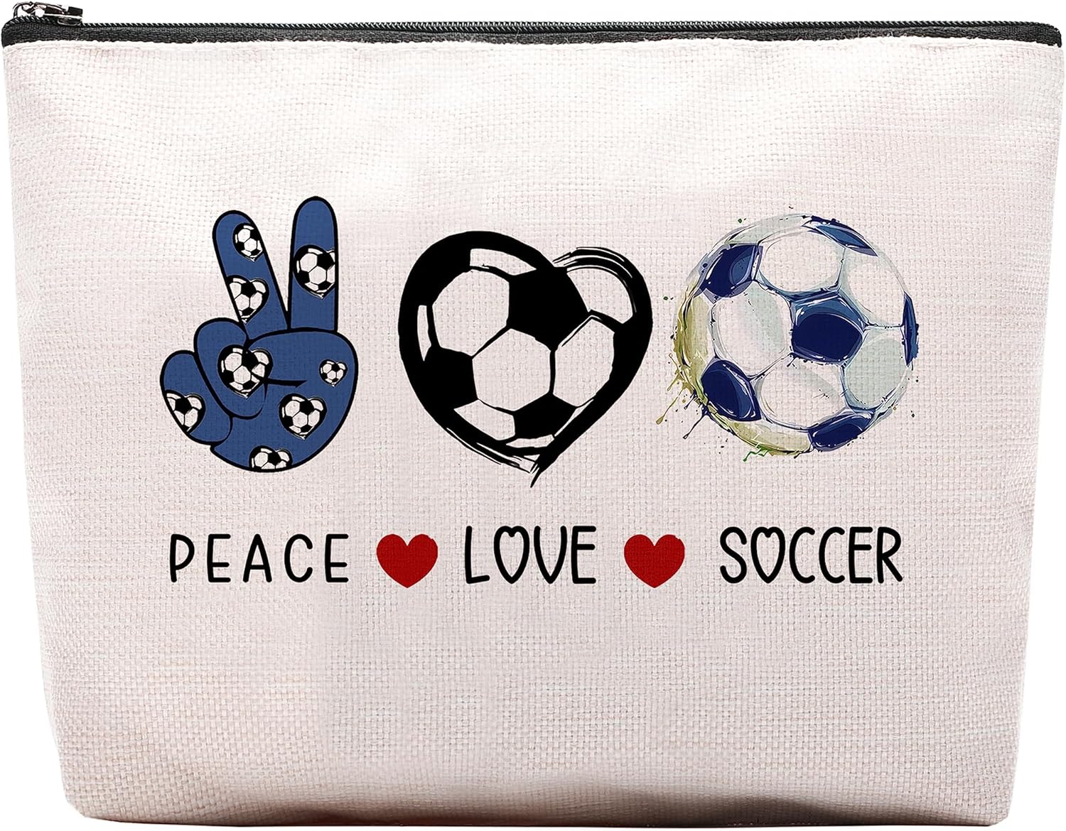 CEASQVAA Soccer Gifts Makeup Cosmetic Bag for Women, Soccer Coach Gifts, Soccer Team