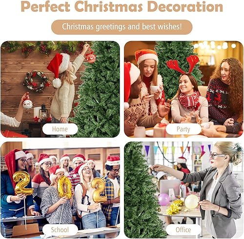 Miniatura 7 de Árbol de Navidad artificial de 9 pies, árbol de Navidad con bisagras de alta calidad con 2132 puntas de rama, soporte de metal, árbol de pino de