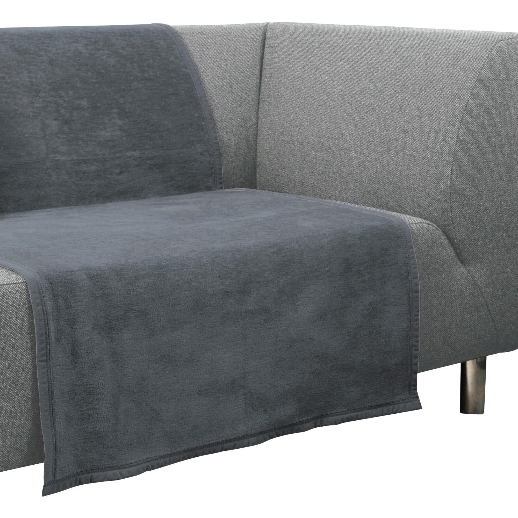 Erwin Müller Sesselschoner, Sofaläufer, Sofaschoner dunkelgrau Größe 75x200 cm - strapazierstark, weich, temparaturausgleichend (weitere Farben)