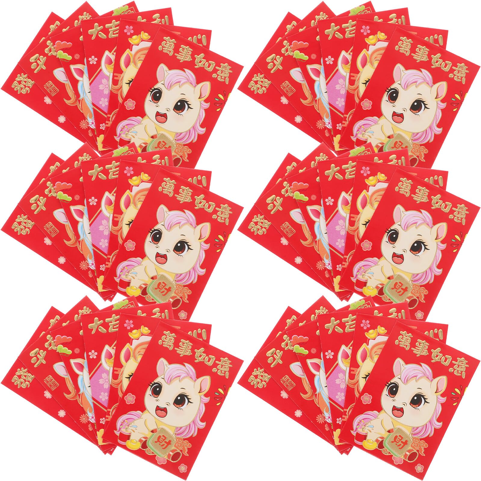 Sobres Chinos Rojos 2026 Año del Caballo, Papel, 300 Piezas