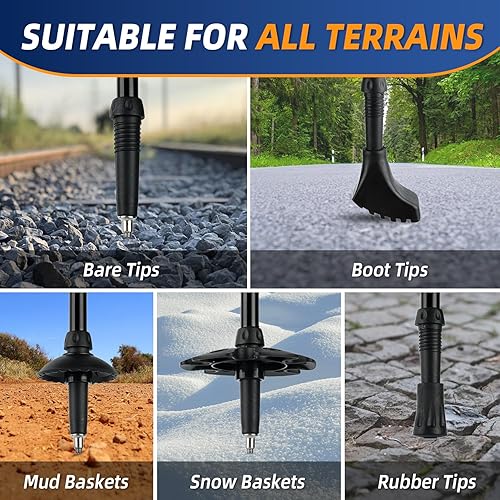 Miniatura 6 de Bastones de senderismo ligeros y plegables para senderismo, paquete de 2 bastones de senderismo ajustables, bastones de aluminio para esquí, caminar