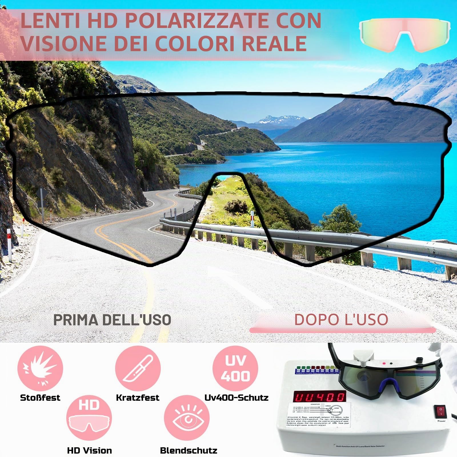 Occhiali veloci Occhiali da sole sportivi Uomo Donne Occhiali da sole polarizzati Occhiali da ciclismo Occhiali da corsa per MTB Ciclismo su strada Ciclismo Sci Ciclismo Corsa con UV400