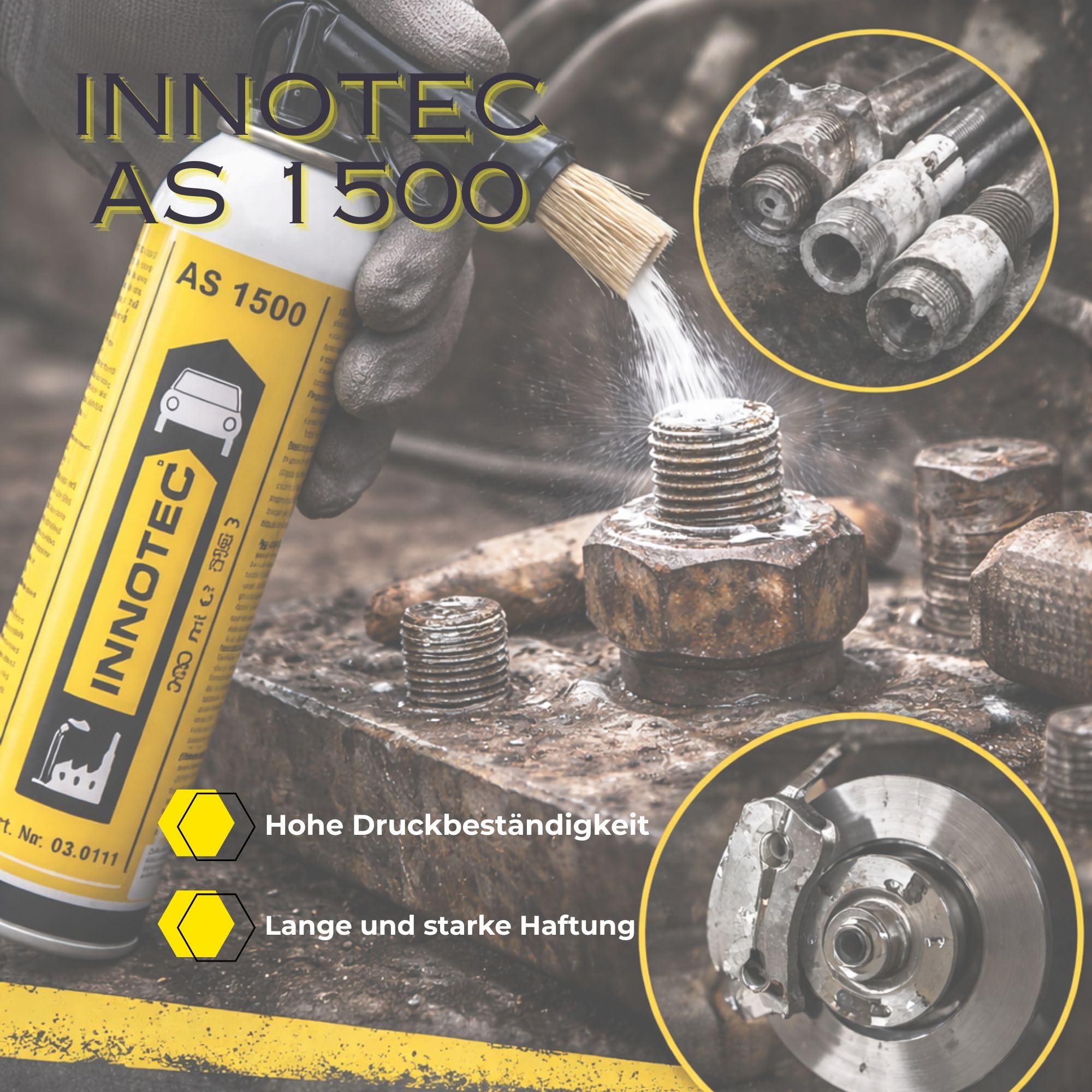 Innotec AS 1500 – Hochtemperatur-Montagefett – Schmier- und Trennmittel für extreme Temperaturen – Wartung & Montage von Bremsanlagen, Schrauben & Maschinenteilen – schützt vor Festfressen & Korrosion