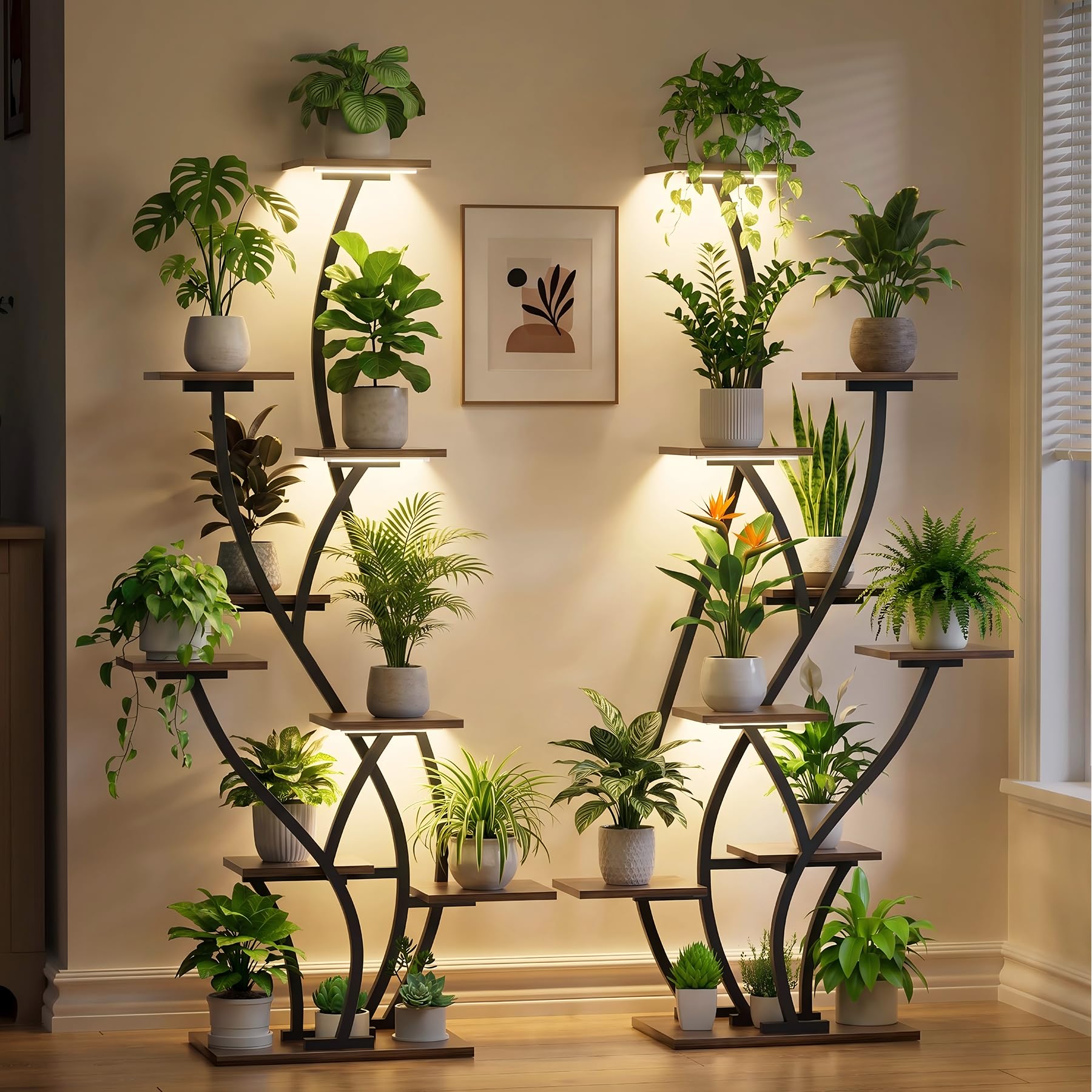 Photo 1 of Plant Stand Indoor with Grow Light - 2 Pack Lighted Large Plant Shelf Tall