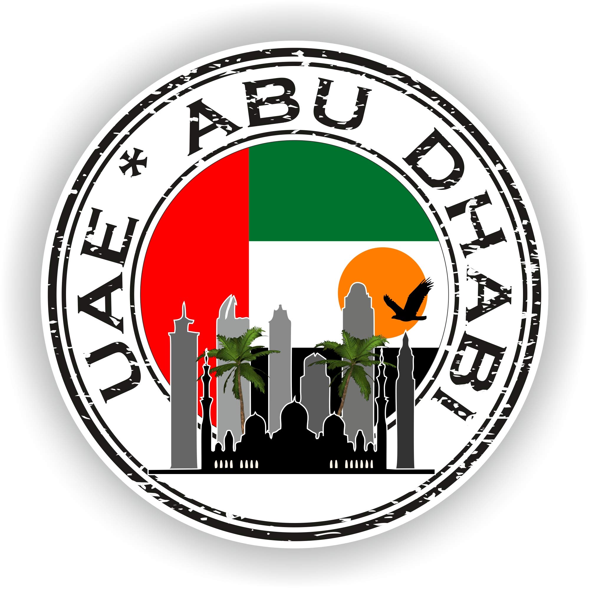 1 x okrągła winylowa wodoodporna naklejka z UAE Abu Dhabi - 5 cm