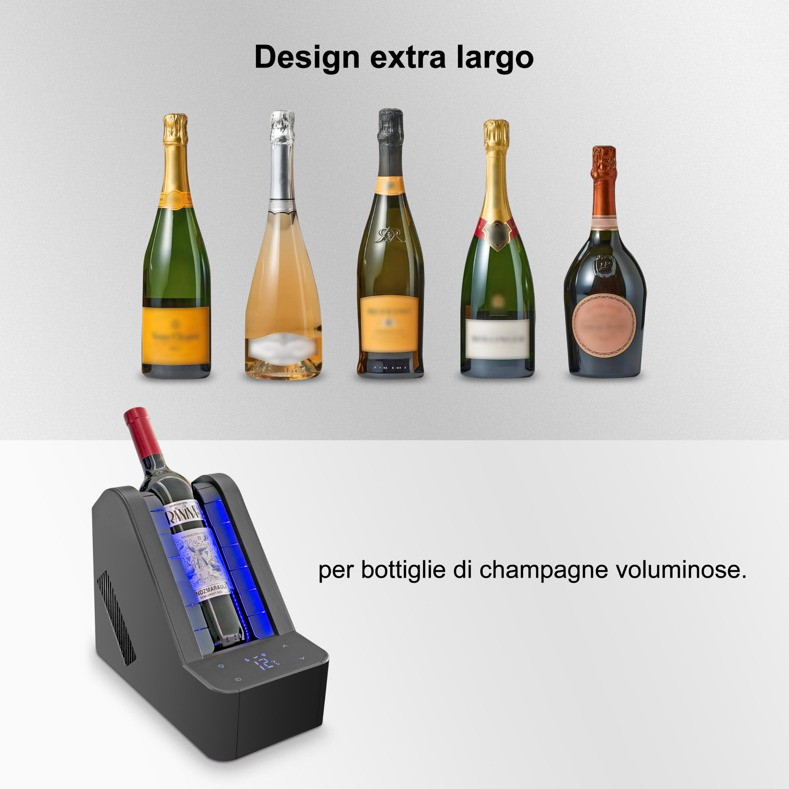Cantinetta termoelettrica per vino 750 ml, senza compressore né liquido di raffreddamento, raffreddamento di precisione 24 ore per vino rosso/bianco/champagne, idea regalo