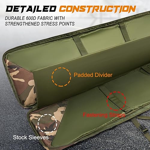Miniatura 2 de DULCE DOM Bolsa suave doble para rifle, almacenamiento y transporte para armas, mochila táctica portátil con Molle para campo de tiro, caza al aire
