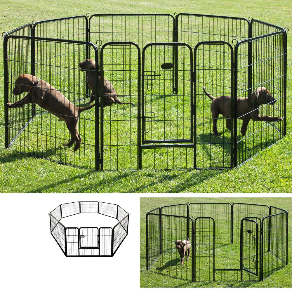 petigi Welpenauslauf XL, 8-teilig, Element-Maß: 60x80 cm, pulverbeschichteter Stahl, Welpenlaufstall, Gehege für Hunde, Hasen, Meerschweinchen, Katzen, pflegeleicht, Käfig