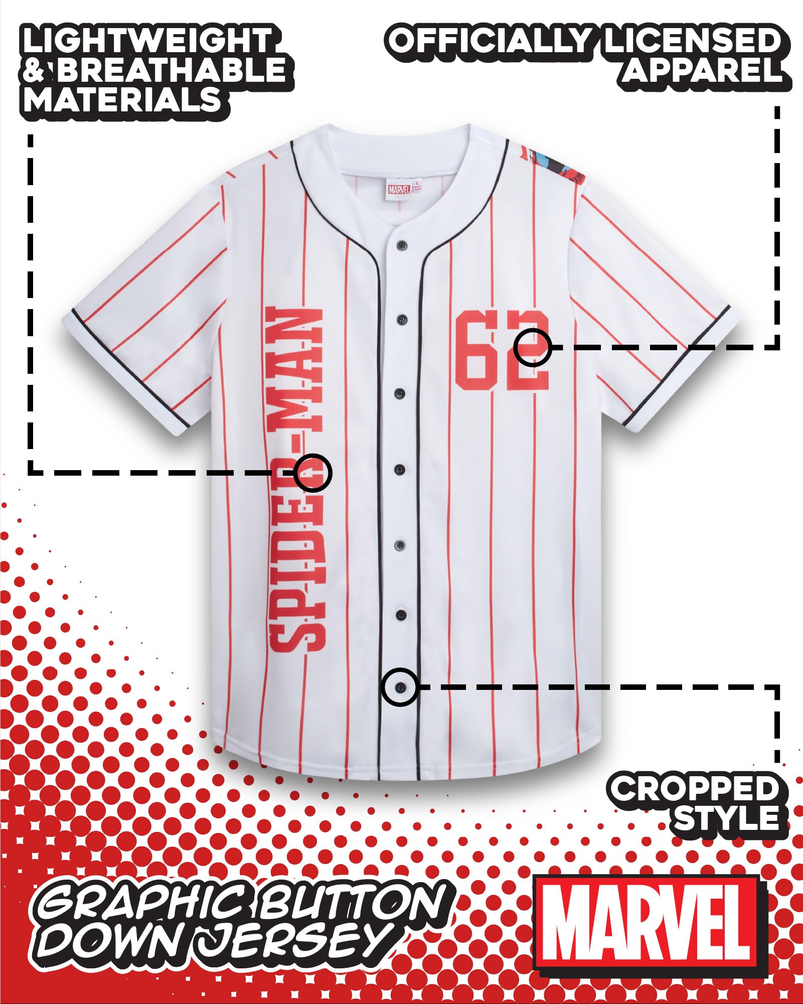 Marvel Maillot de baseball Spiderman pour femme - T-shirt de baseball fantaisie - Spidey Jersey pour femme (tailles : S-XL), Spider-man blanc, Taille M