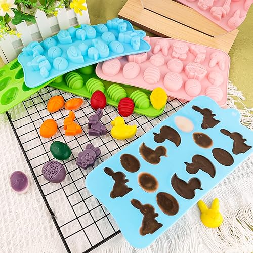 Miniatura 4 de Molde de silicona para huevos de Pascua para chocolate, 5 paquetes de molde en forma de huevo para hornear para fiesta de Pascua, bombas de