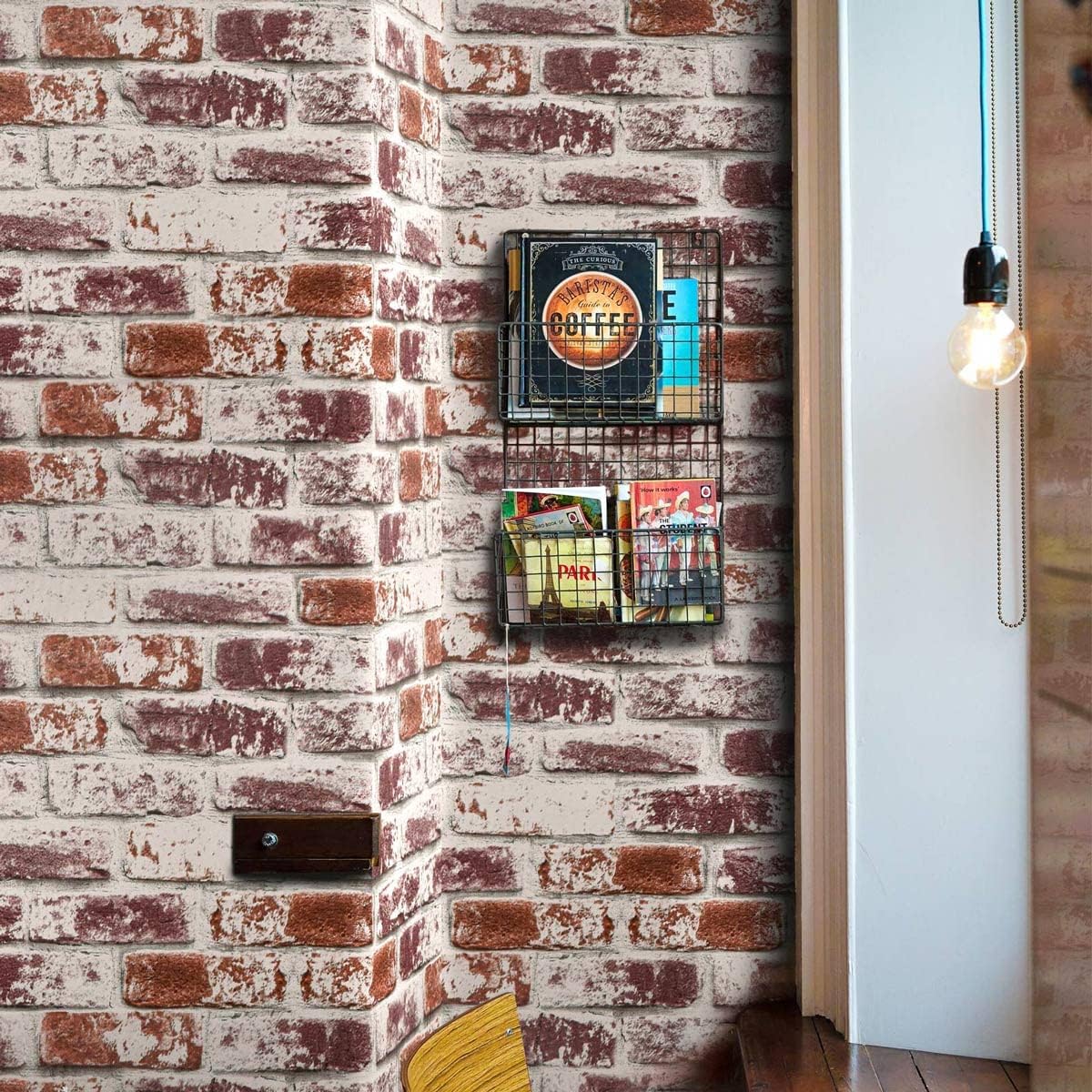 Cohoo Home Red Brick Wallpaper Peel and Stick Contact Paper for Walls Faux 3D Brick Self-Adhesive Removable Wallpaper for Kitchen Backsplash Wall Paper for Bedroom Bathroom Waterproof 17.7inW 393inL