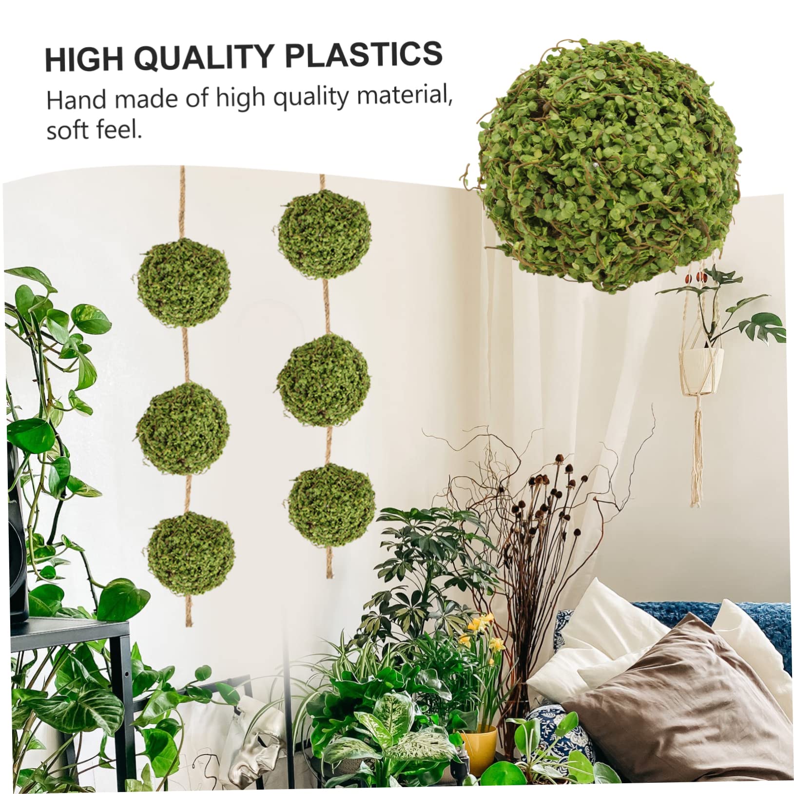 SHINEOFI 3 Piezas Bola de Musgo simulada Adorno de Bola de Planta Artificial Adorno del hogar decoración Jardin decoración jardín Bola de Plantas Artificiales Bola de Hierba Algodón Flocado