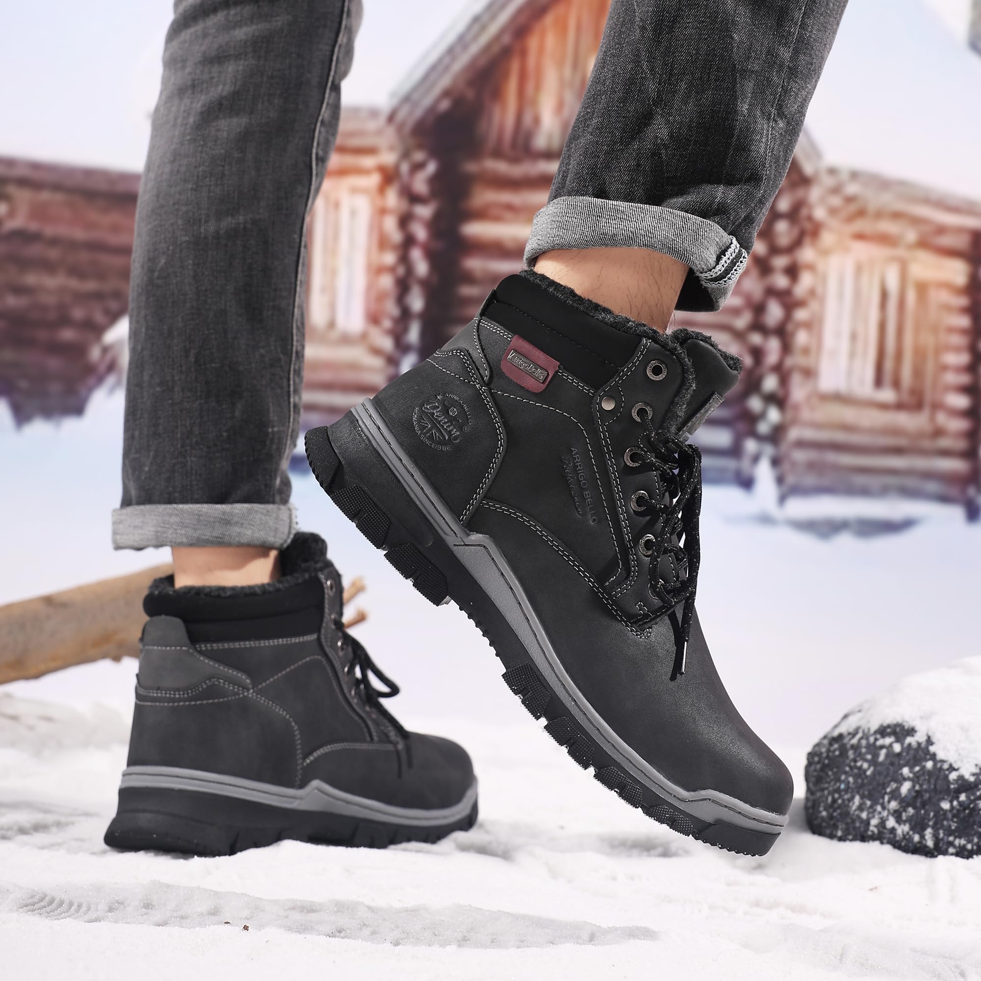 ARRIGO BELLO Bottes Homme Hiver Neige Chaussure Fourrees Randonnée Marche Taille 41-46