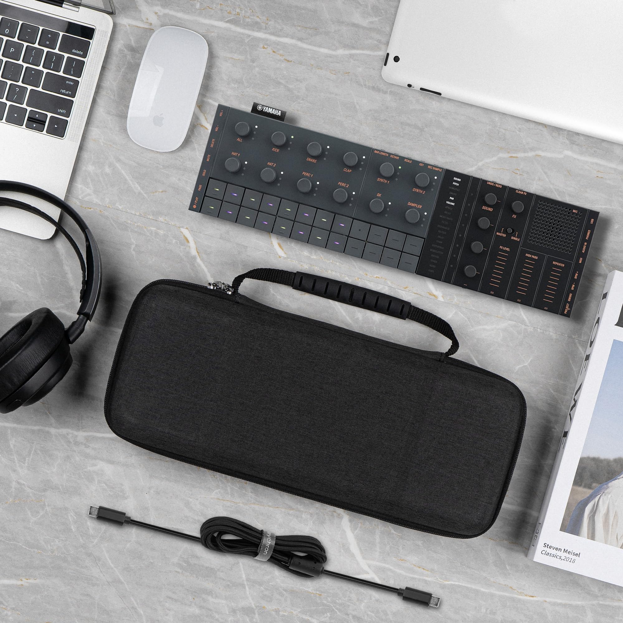 GEEKRIA Funda de Transporte para Interfaz de Audio, Compatible con Yamaha SEQTRAK/Mobile Music Ideastation, Bolsa de Viaje rígida de Carcasa EVA (Gris Oscuro)
