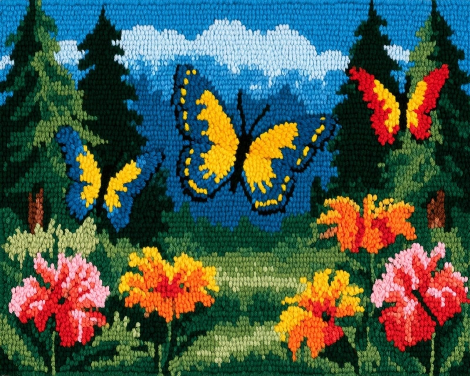 Wallphantom Latch Hook Rug Kits for Adult,Forest Butterfly