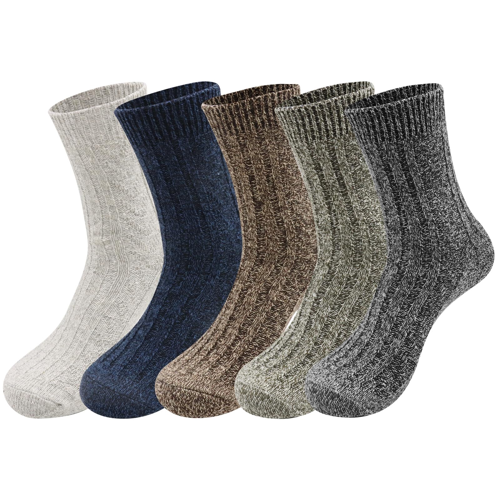 Lot De 5 Paires Chaussettes Chaudes Hiver VEGCOO - Taille 37-42 - Pour Femme/Homme, Cadeau Noël - 3