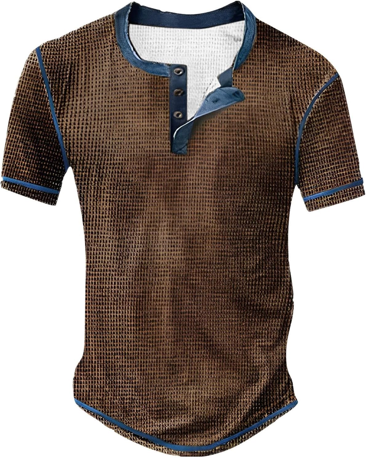 Ymosrh Men's Summer T Shirts Henley Shirts Casual Short Sleeve Print Tshirts Button Tee Top Fashion T-Shirts, S-4XL