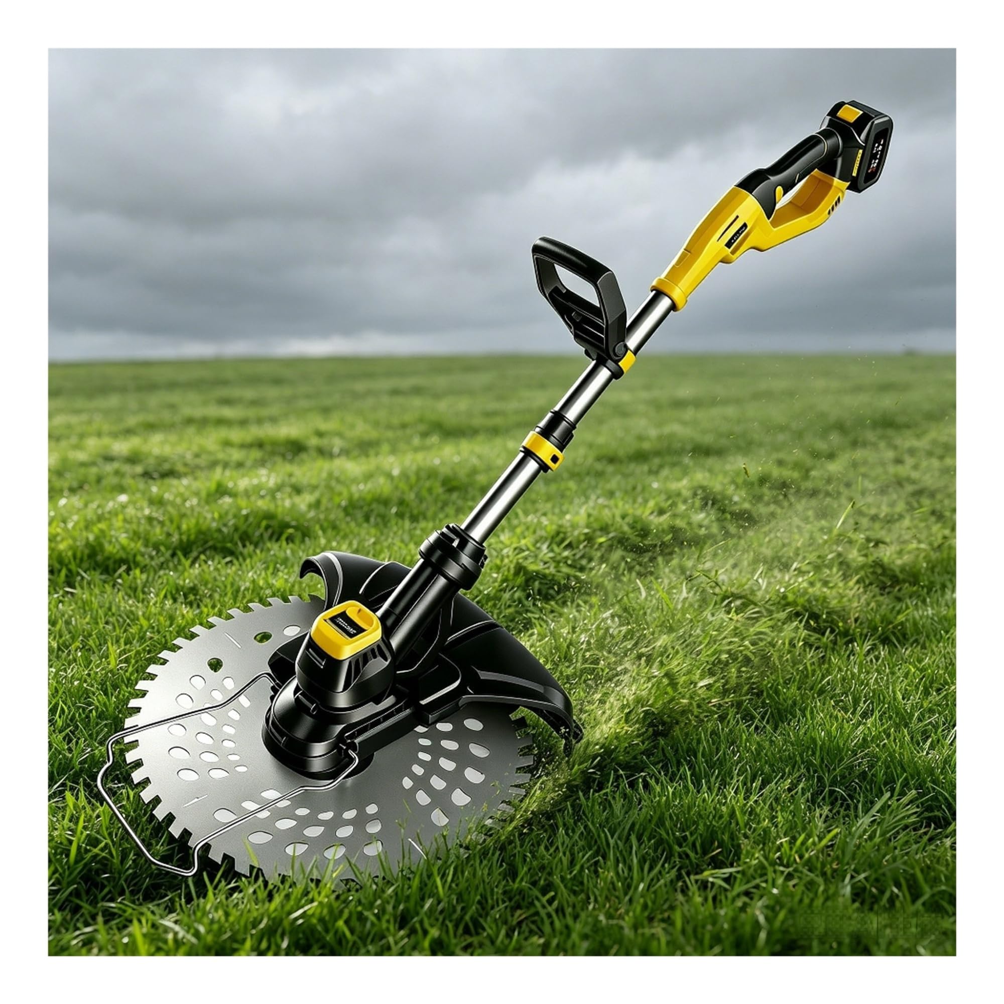 Rechargeable Grass Shear, 21V Cordless Lawn Trimmer with Titanium Blades, Quiet Electric Weed Cutter for Landscaping(2batteries)