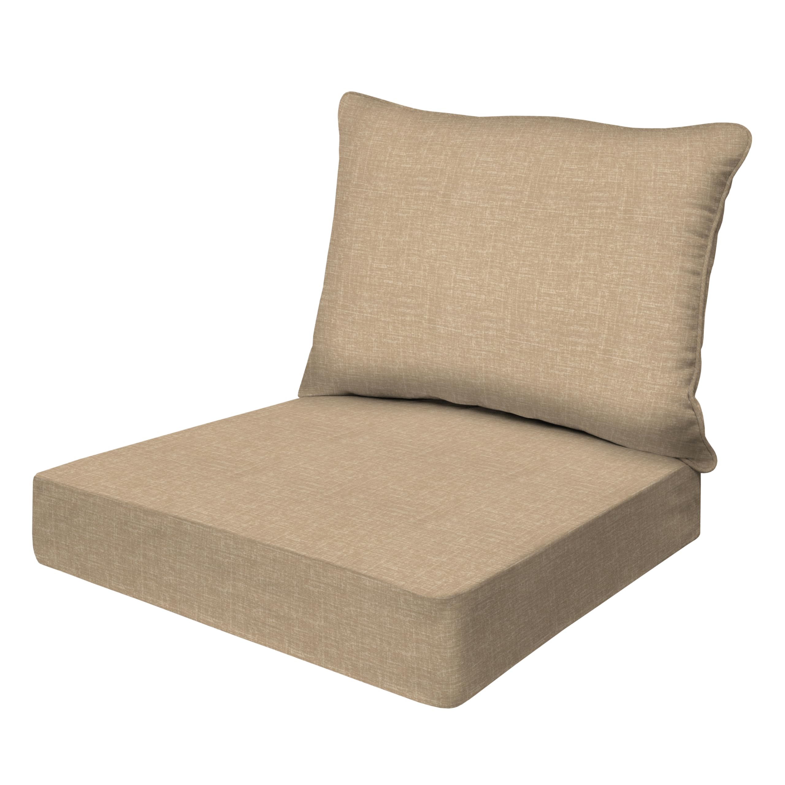 ESSENTIALS Outdoor Essentials Deep Seat, 24 x 24, Hampton Texture Neutral Chair Cushion for Patio Furniture