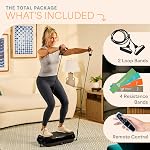 Lifepro Waver Mini Vibration Plate Exercise Machine - Vibrating Plate w/ 99 Adjustable Speed Levels & 9 Programs - Remote Control w/ Resistance Bands & Loops - Full Body Home, Gym & Travel Workout