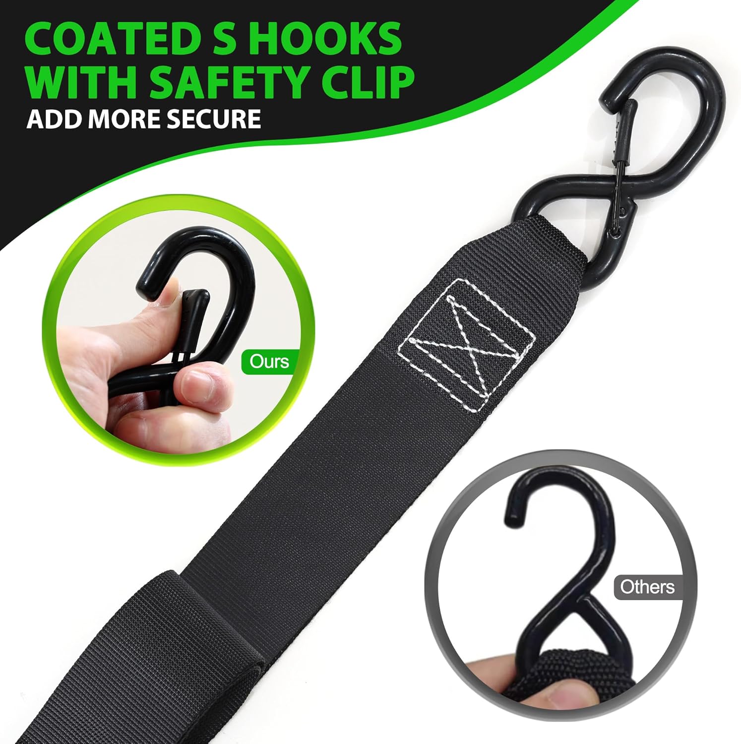 STARLEAPARTS Transom Tie Down Kits (2PK) -2" x 48" Boat Transom Straps - 1,200lb Break Strength Boat Straps for Trailer, Boat or Kayak Secure(Black) - Image 3