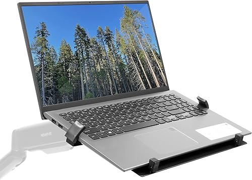 Miniatura 2 de Mount-It! Bandeja de montaje VESA para portátil para brazos y soportes de monitor VESA  Bandeja de acero con ventilación y abrazaderas ajustables