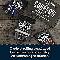Vista 2 de Set de regalo de café Cooper's Cask Coffee, 3 bolsas con café Sumatra Whiskey, Ethiopian Rye, Rwanda Rum y Whole Coffee Beans, añejados en barril