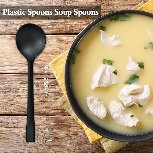 Miniatura 2 de 200 cucharas de sopa de plástico pesadas, cucharas desechables para fiestas, pequeñas cucharas de sopa de plástico para uso diario, boda,
