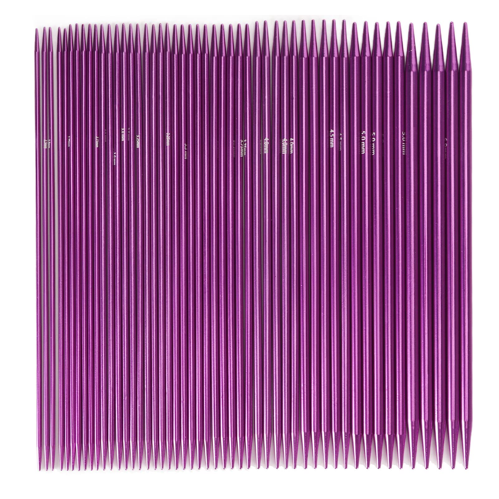 Tyenaza Ferri da Maglia da 50 Pezzi, Set di Ferri da Maglia Ergonomici in Metallo in Acciaio Inossidabile da 2,5 Mm-6 Mm con Borsa per Artigianato, Viola