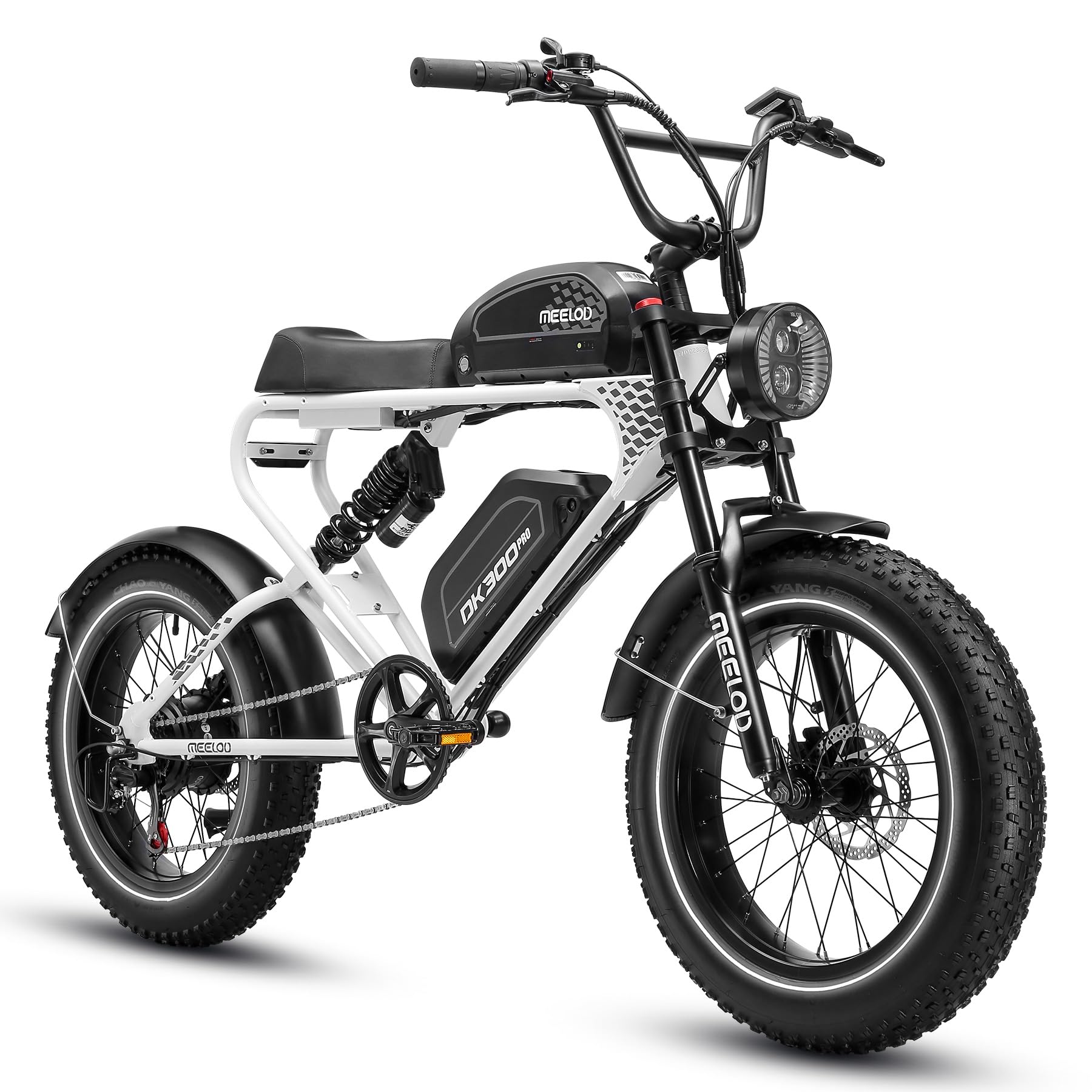 TOKERA Electric Bike Fat Tire Electric Bike Equipped with 1200w/2400w Dual Motor/Single Motor and 48v/40ah Or 48v/30ah Dual Batteries 35mph Electric Dirt Bike (DK-300-PRO White)