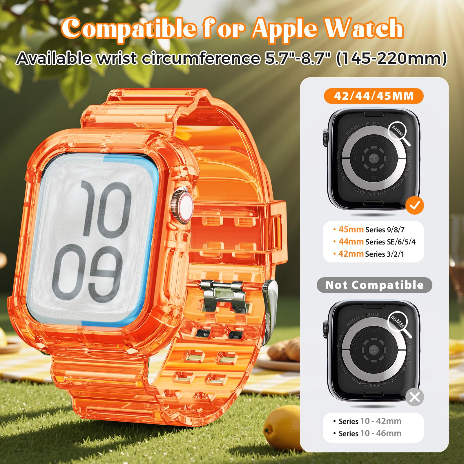 Apple Watch クリア バンド ラバー44 45 オレンジ G30-h Apple Watch クリア バンド ラバー44 45 オレンジ G30-a