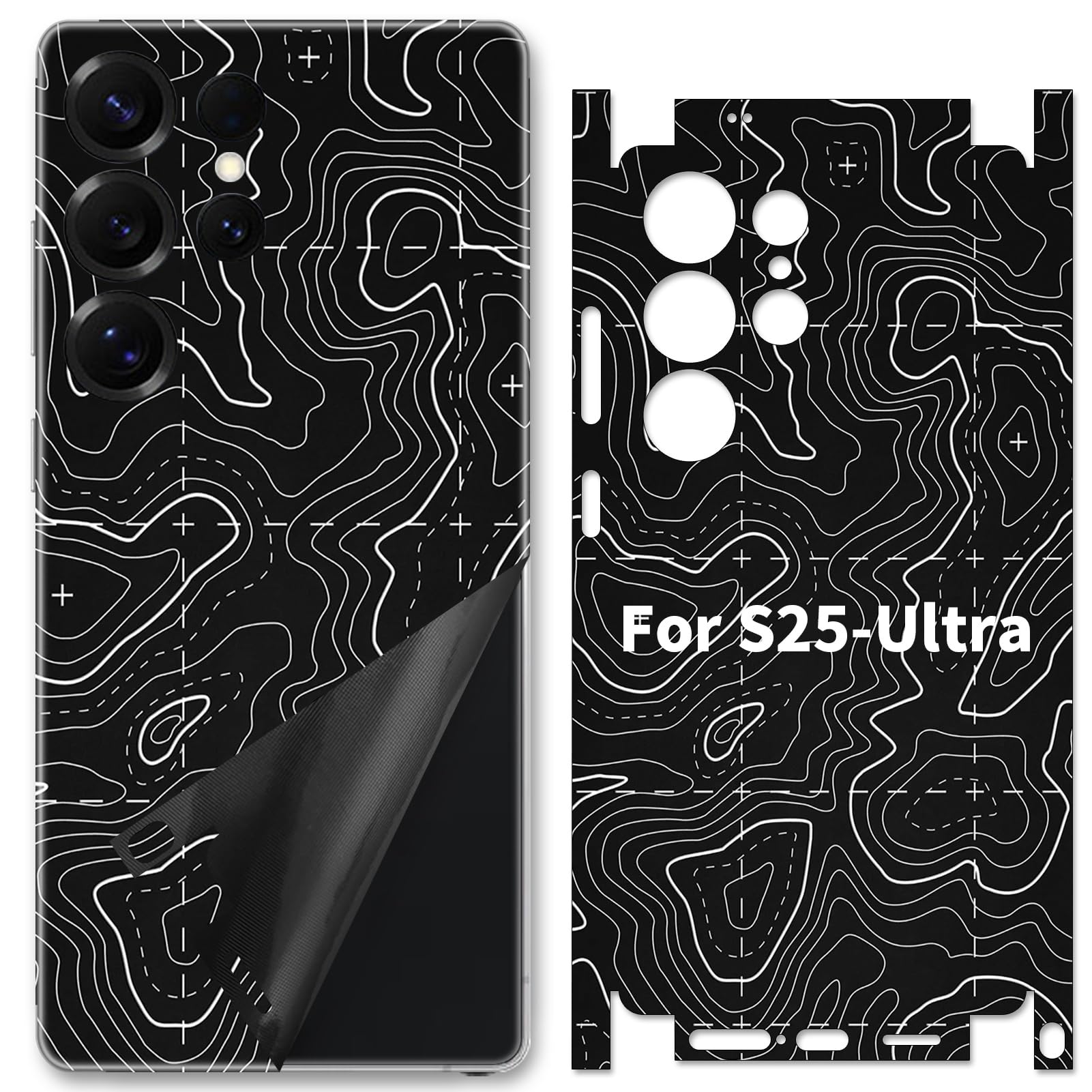 SUKIDIOVQ for Samsung Galaxy S25 Ultra Skin Wrap Phone Sticker Line Drawing Vinyl Decal Glass Protector Film Protective for Back Side Borders Camera