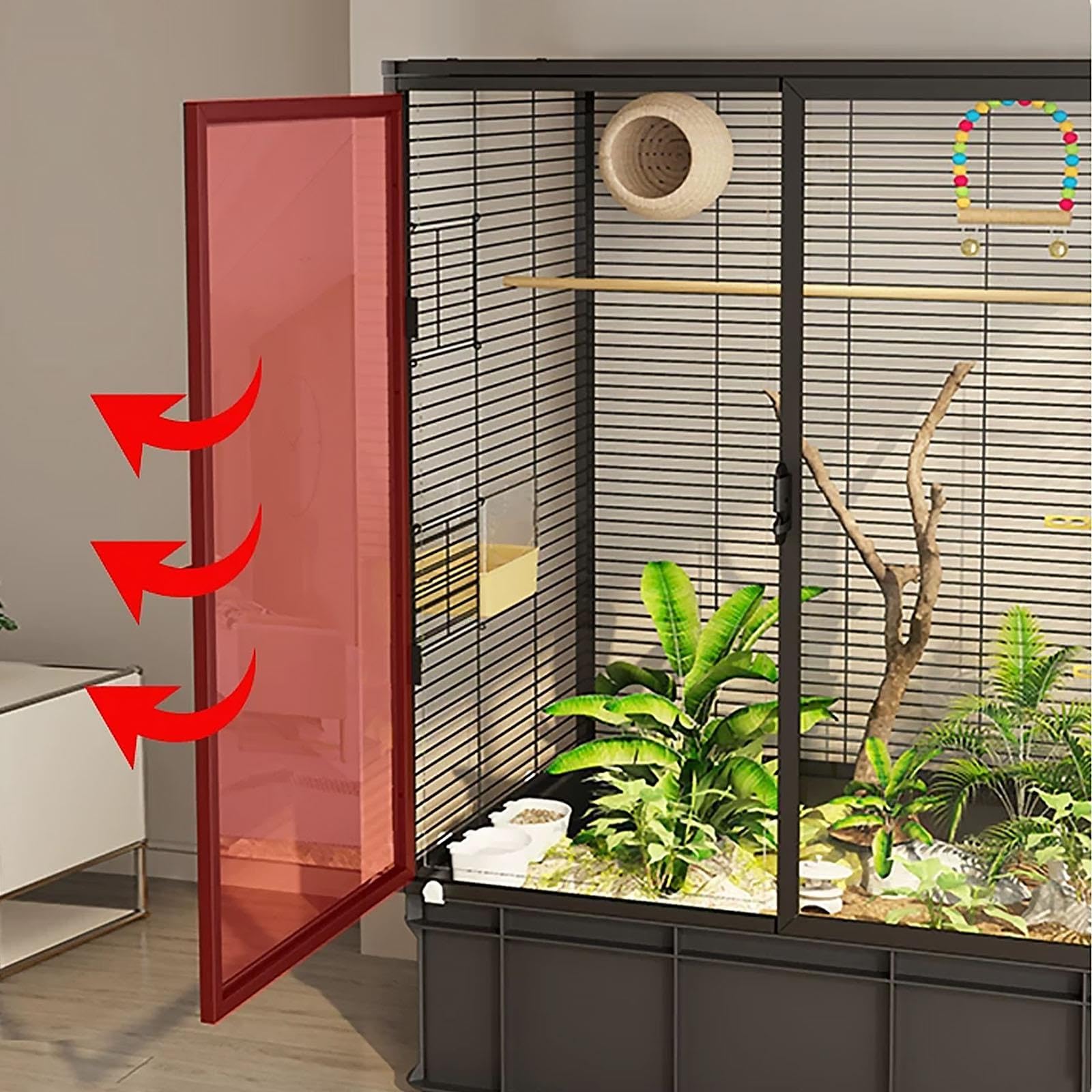 Klatka dla Ptaków w Stylu Terrarium Podstawą 17cm Przezroczysta dla Papug