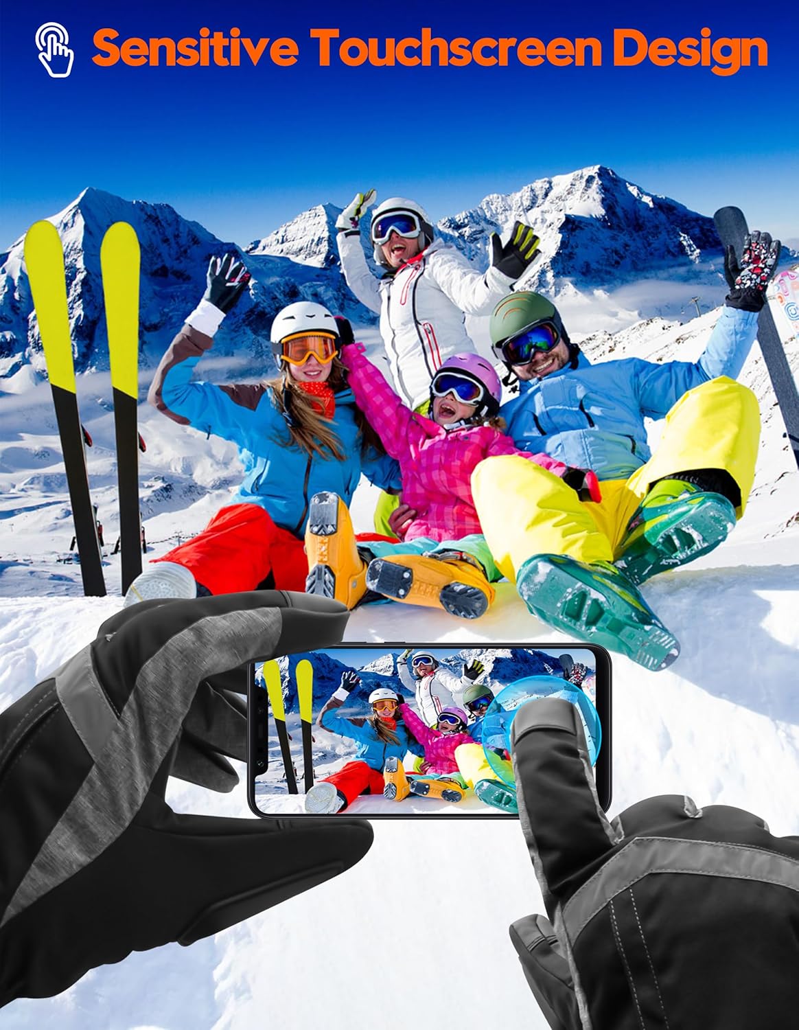 SVPRO Heated Gloves, 5V 6000mAh Rechargeable Heated Ski Gloves for Men & Women, Waterproof & Windproof Electric Heating Glove for Skiing, Hunting, Motorcycling, Hiking, Outdoor Work - Image 4