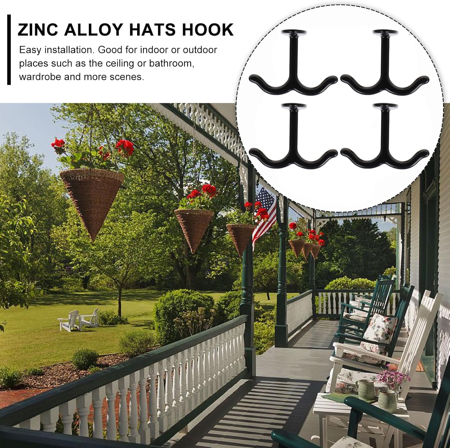 STOBAZA 8 Pack Zinc Alloy Double Prong Ceiling Hook - Two Prong Ceiling Hook for Closet Cabinet Bathroom Garage, Towel/Belt/Hats/Bags/Clothes Coat Hooks Under Cabinet Shelf Hooks