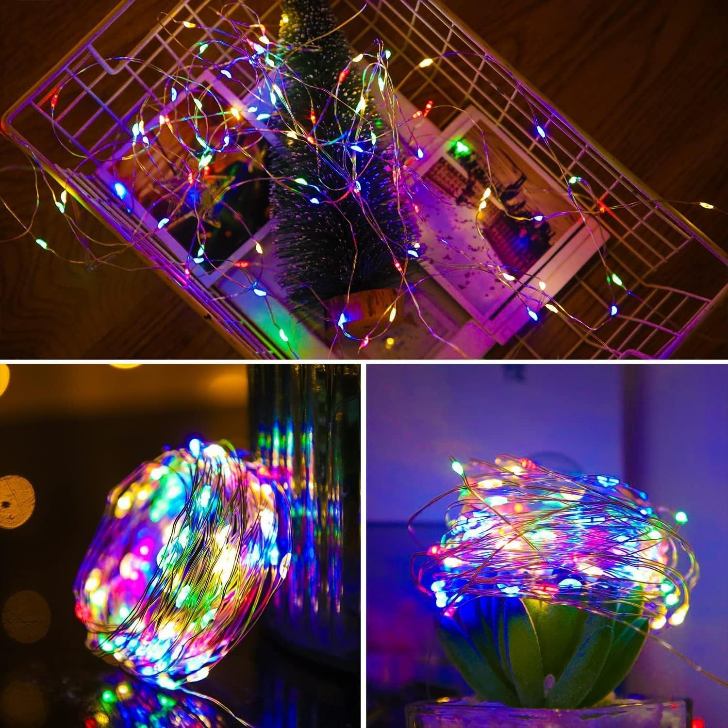Yiaht Paquete de 12 luces de hadas que funcionan con pilas con temporizador (multicolor)