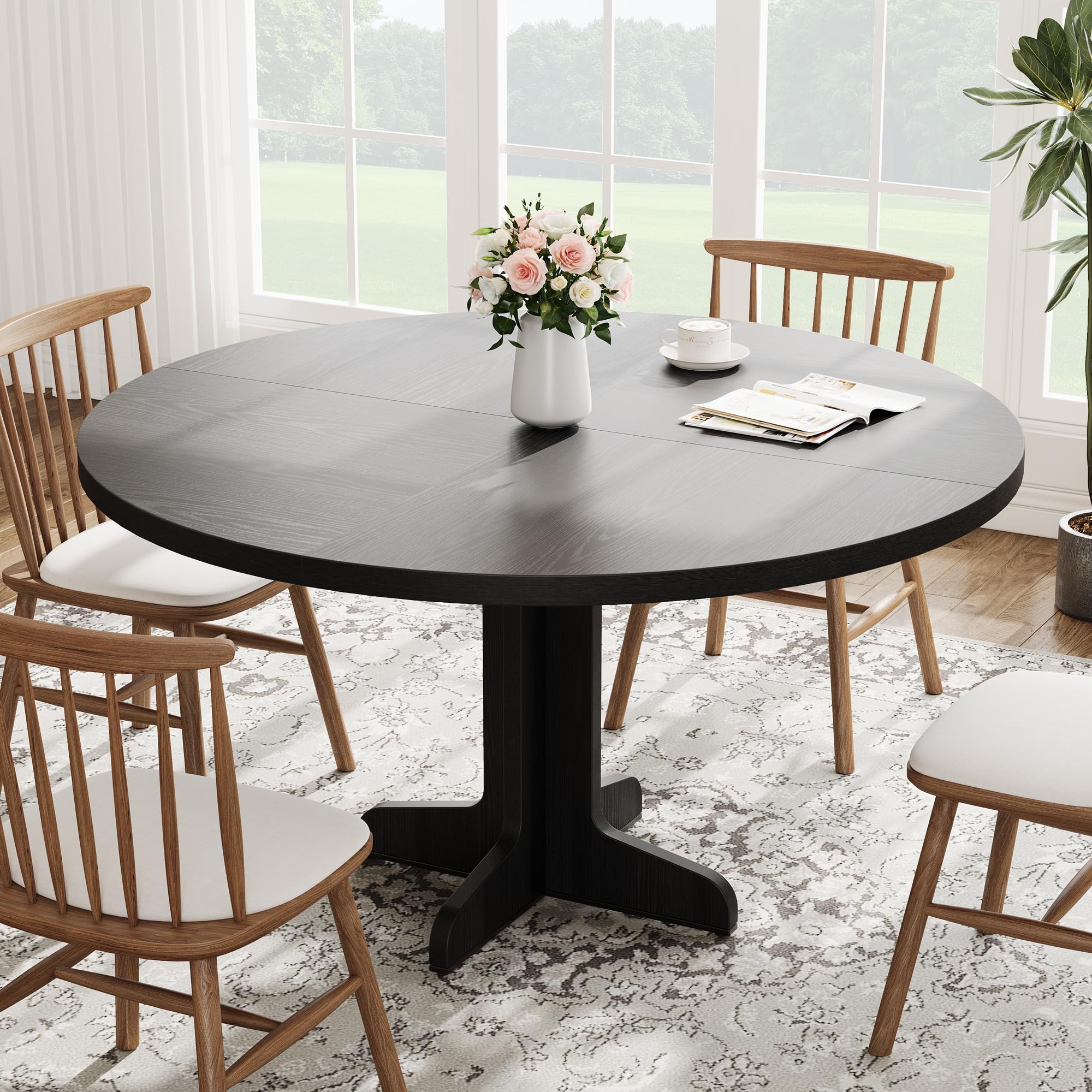 Runder Esstisch 120 cm aus Massivholz für 4–6 Personen | Stabile Massivholz-Tischplatte mit robustem Gestell – runder Esstisch für 4–6 Personen, ideal für Küche und Esszimmer.