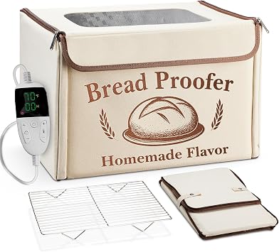 Proofing Box - Foldable Proofing Bread Box with 68-122F Temp Control & 48H Timer, Bread Proofer for Sourdough, Pizza Dough, Yogurt, Kombucha, 5-Layer Fabric