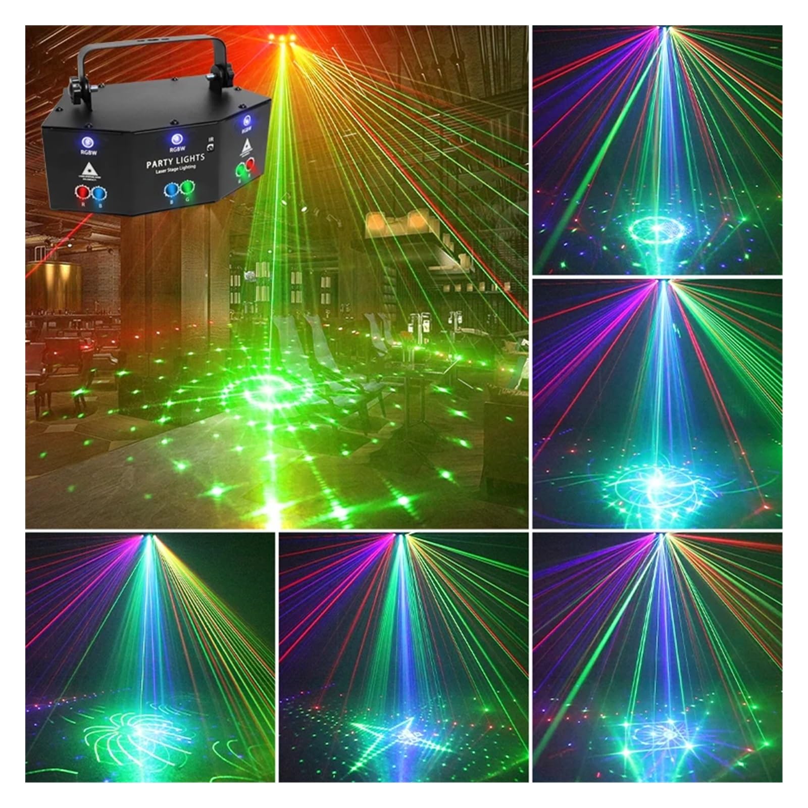 Luces para Fiestas, Proyector de 9 ojos RGB, luz for fiesta de Navidad, Control remoto, luces for discoteca, decoración, DJ, bola de discoteca de Halloween