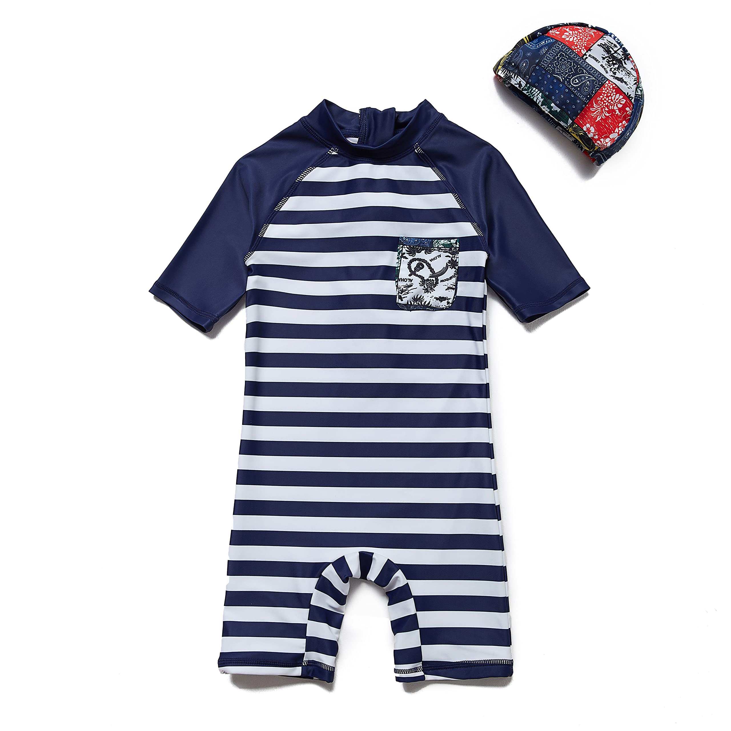 BONVERANO Baby Junge EIN stück Kurzärmel-Kleidung UV-Schutz 50+ Badeanzug MIT Einem Reißverschluss