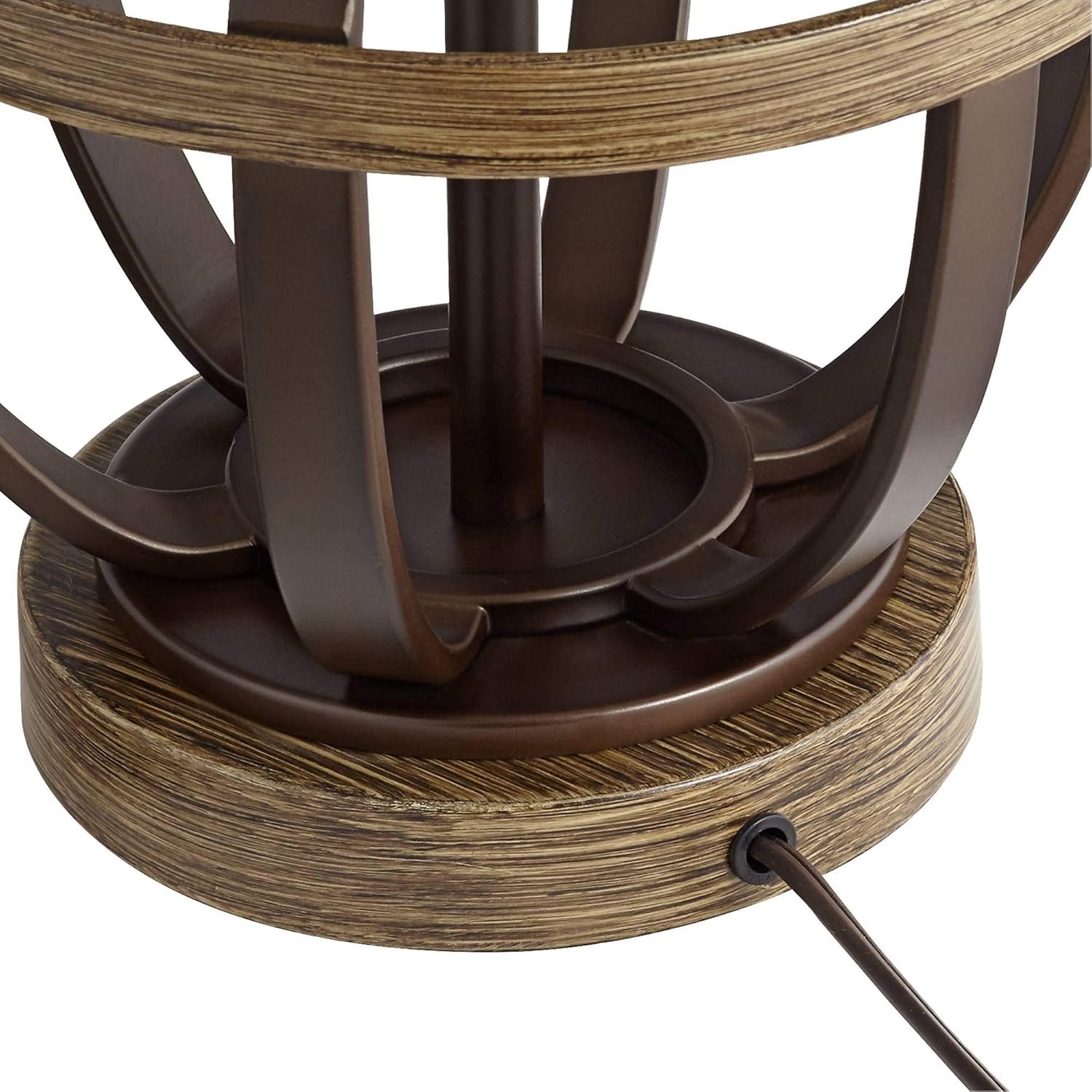 Franklin Iron Works Louanne Industrial Rustic Farmhouse Table Lamp 29" Tall Oil Rubbed Bronze Brown Metal Burlap Linen Drum Shade for Bedroom Living Room House Home Bedside Nightstand Office Family