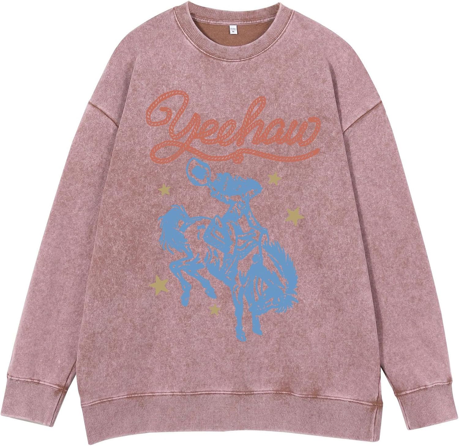 Western Sweatshirts for Women Vintage Cowgirl Sweatshirt Acid Wash Cowboys Crewneck Horse Graphic Country Pullover