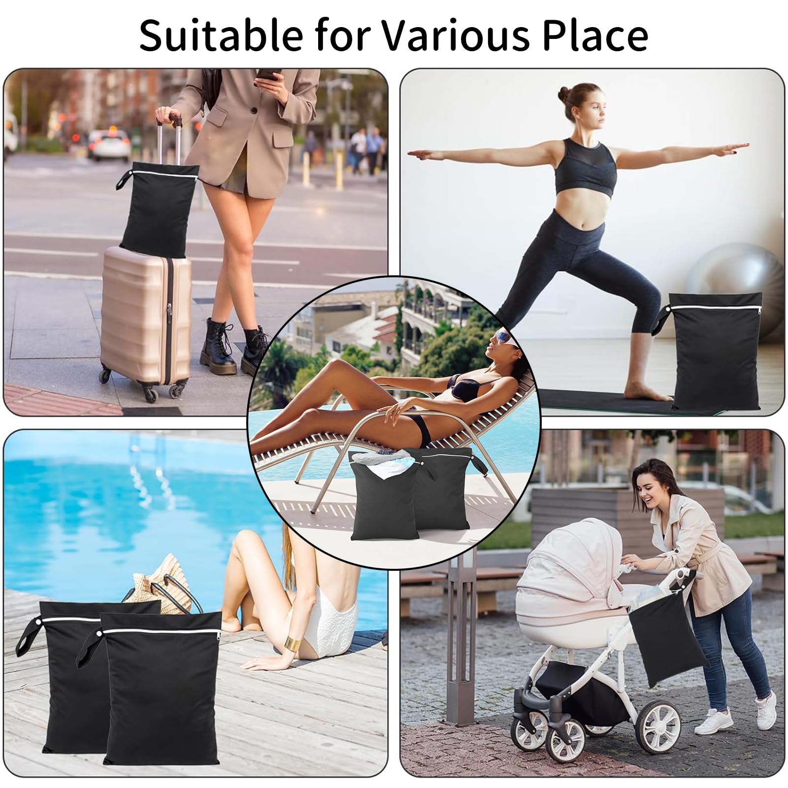 MOLIMOLI 2 pezzi borsa bagnata impermeabile 40x30 cm per costumi da bagno con cerniera spiaggia
